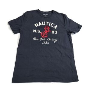 Nautica Navy Blue Graphic Tee Large